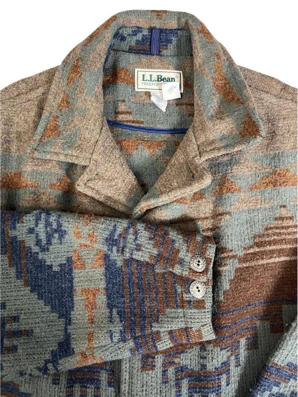 Vintage 90s L.L.Bean Southwestern Wool Blend Fleece Jacket Men’s Oversized - Picture 2 of 8